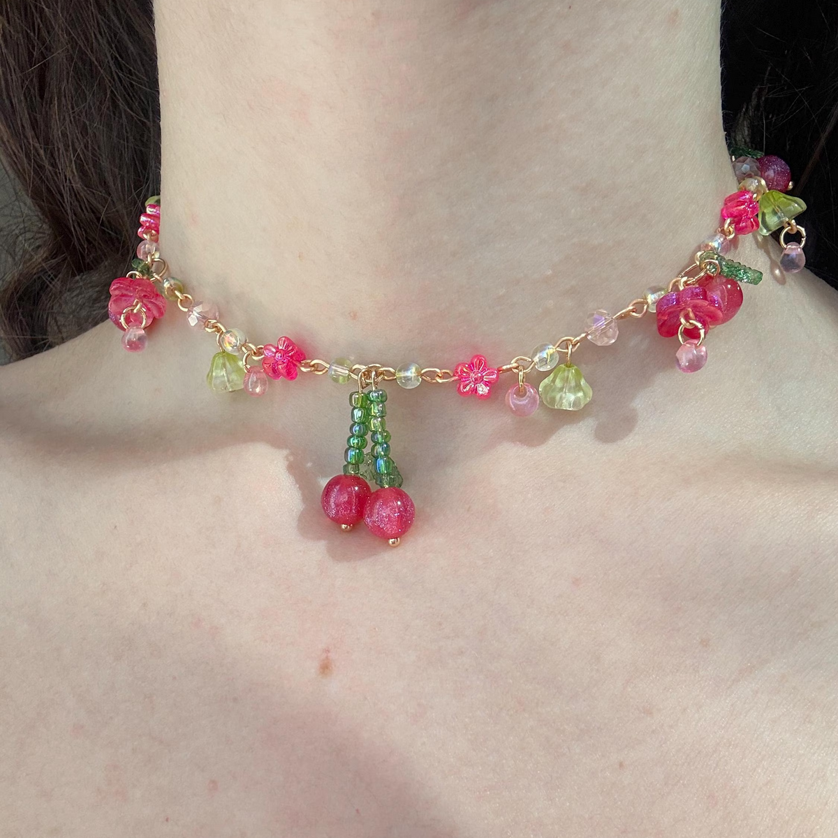 cherry drop necklace