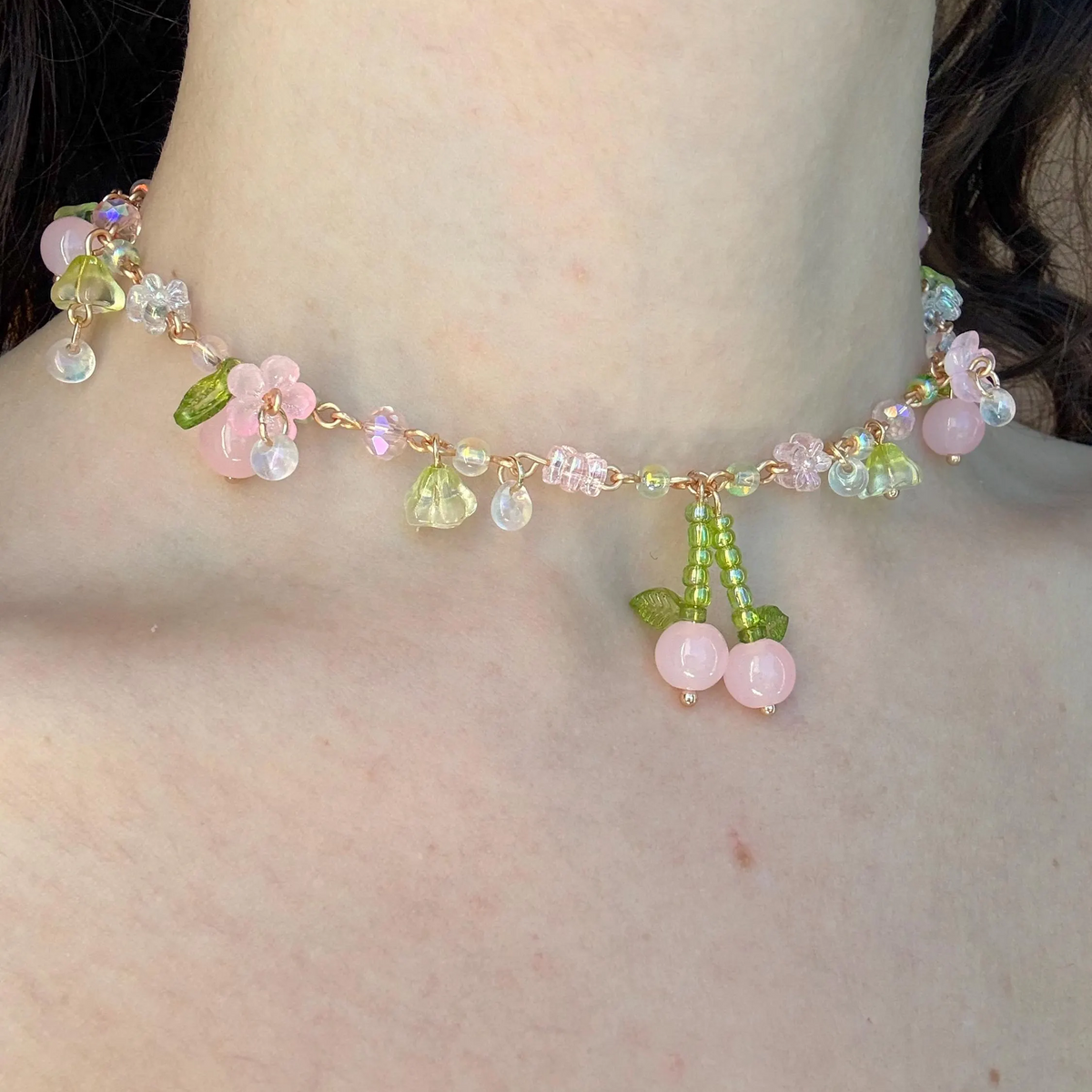 cherry drop necklace